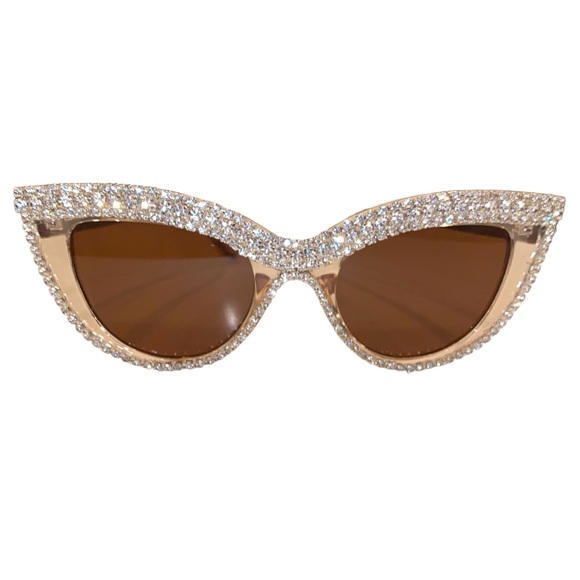 Rhinestone Bling Cat Eye Sunglasses in Champaign Brand New - Picture 7 of 12